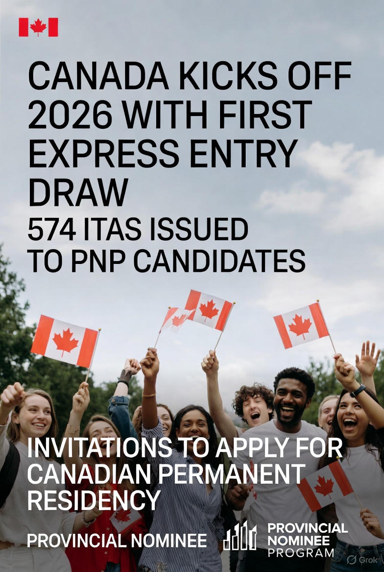 Canada Kicks Off 2026 with First Express Entry Draw: 574 ITAs Issued to PNP Candidates