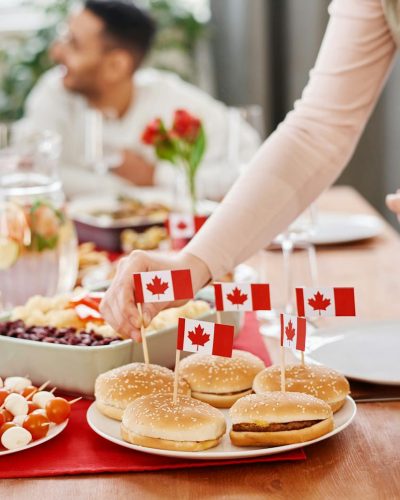 Burgers Served on a Table in Canadian House