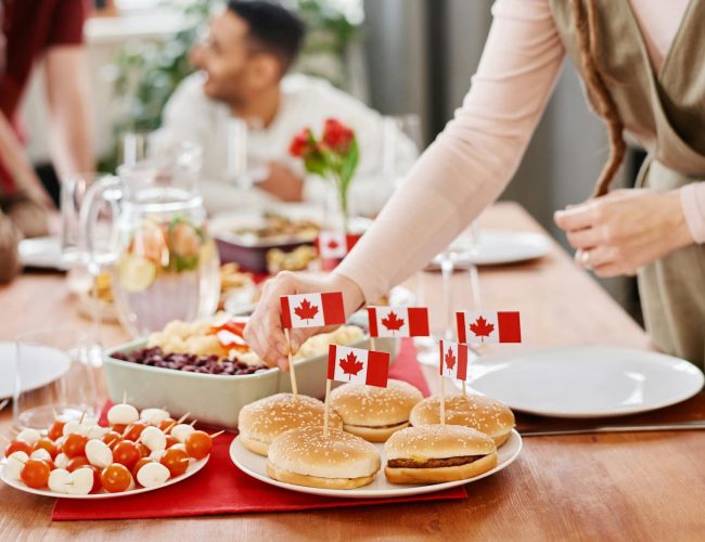 Burgers Served on a Table in Canadian House