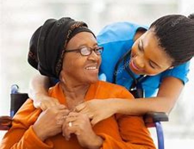 a caregiver and a woman