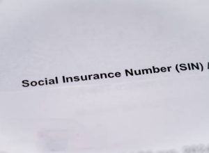 The phrase Social Insurance Number (SIN) on a document.