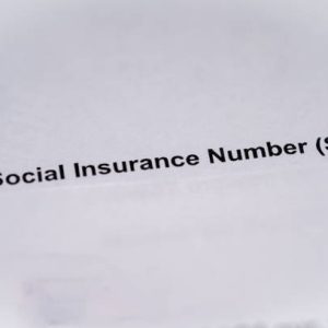 The phrase Social Insurance Number (SIN) on a document.
